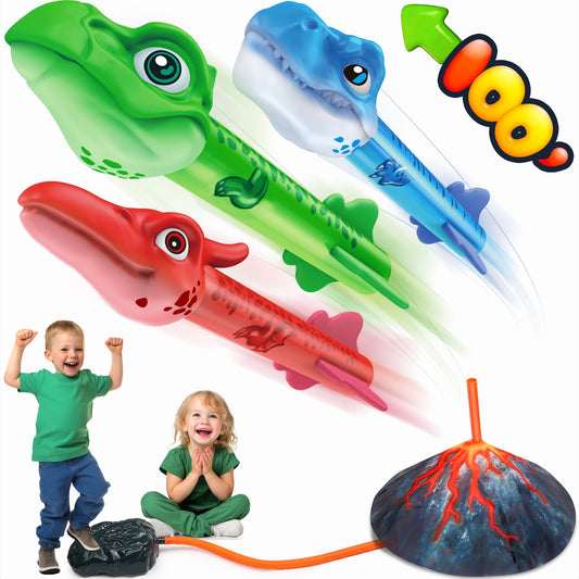 Dinosaur Rocket Launcher Dino Blaster for Kids Birthday Gifts Family Fun Toys, Outdoor Toys for Boys & Girls Age 3 4 5 6 7 8 Years Old