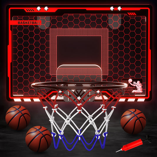 Indoor Mini Basketball Hoop for Kids - Upgraded LED Lighting - 3 Balls Included - Perfect Basketball Toys for Boys 3-10+ Years - Real Steel - Toddler Toys for Outdoor Fun