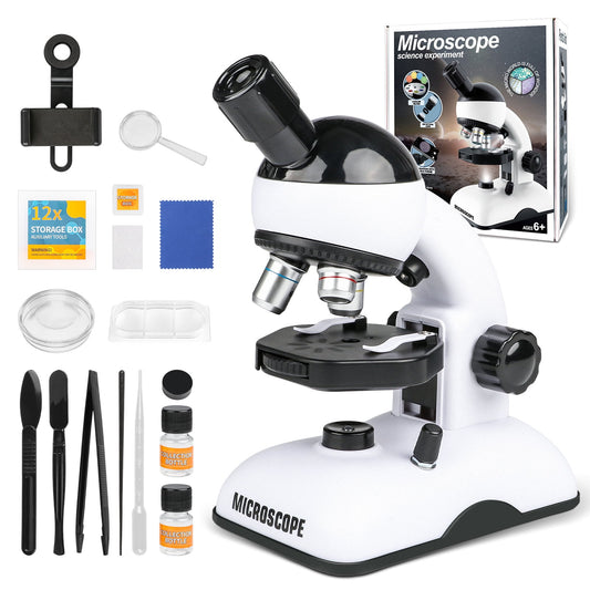 Kids Beginner Microscope STEM Kit,Up to 400x Zoom,STEM & Science Toy Gift for Boys & Girls Ages 3-12