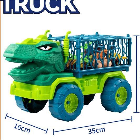 Dinosaur Toy Cars for Kids, Cartoon Vehicles Playset with Double-Decker, Christmas Gift Toys for 2 3 4 5 6 Year Old Boys Grils